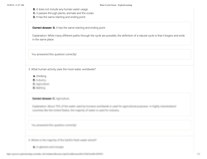 Water cycle gizmo answer key