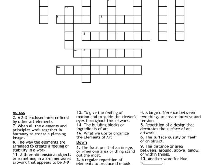 Elements and principles of design crossword puzzle answer key