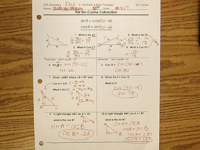 Trigonometry test unit right triangle subject